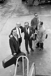 Benny Goodman and his band of musicians at O'Hare International Airport
